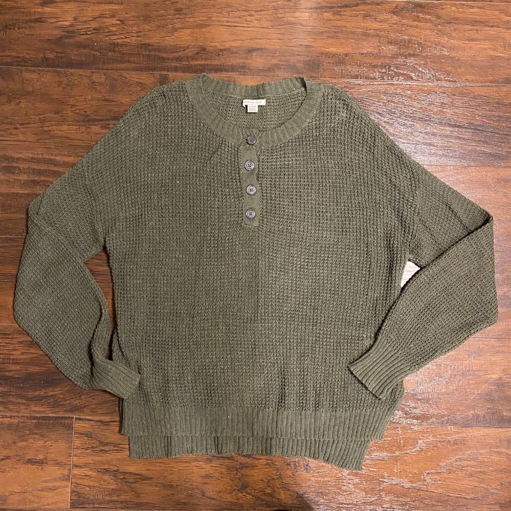 American Eagle Oversized Knit Henley Sweater